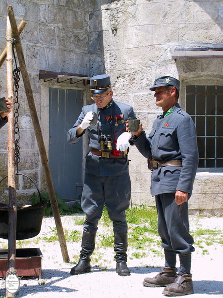 Idrija excursion 2 Austrian Capt and soldier tasting tea.JPG