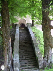 Idrija town steps to St Anthonies door