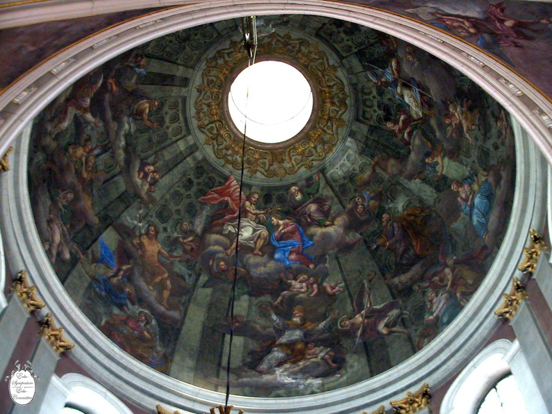 Ljubljana cathedral dome with frescoe